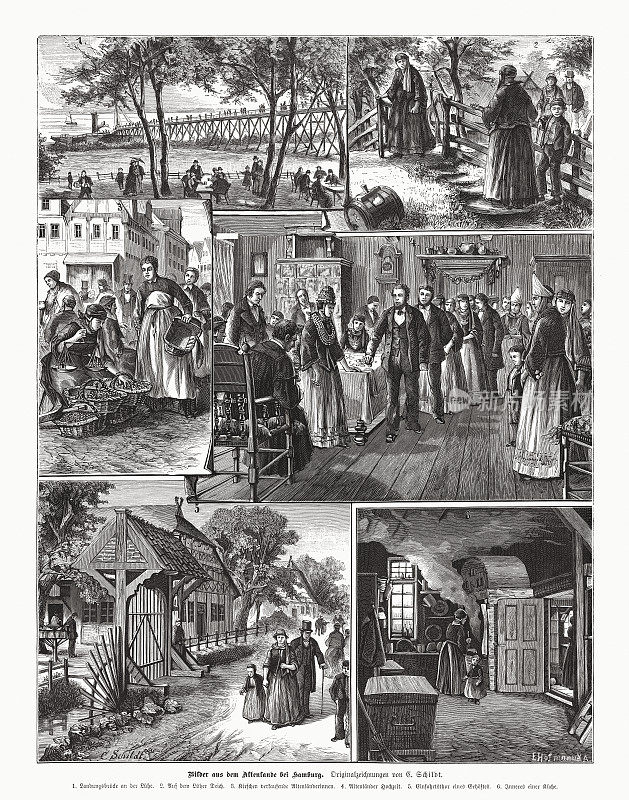 德国北部地区的《Altes Land》，木版画，出版于1885年